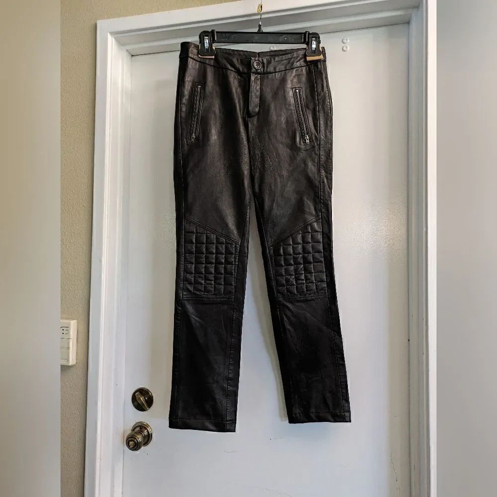 Maje Moto black leather pants